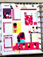 Load image into Gallery viewer, Hot Pink Vertical Mini Planner Kit - With gorgeous brightly coloured stickers especially for summer and vacation time