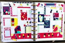 Load image into Gallery viewer, Hot Pink Vertical Mini Planner Kit - With gorgeous brightly coloured stickers especially for summer and vacation time