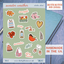 Load image into Gallery viewer, Sweater Weather Stickers Sheet - handmade mini stickers for planners, bullet journals and scrapbooking
