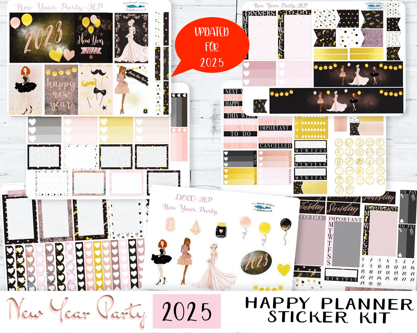 2025 New Year Kit for Happy Planner, From the UK, Fashion Girls Party Weekly Kit