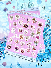 Load image into Gallery viewer, Spring Sticker Sheet in shades of pink. Floral stickers etc, Planner deco for journal/scrapbook, Sticker sheet handmade in the UK
