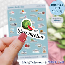 Load image into Gallery viewer, Summer bucket list mini stickers. School holidays must have for scrapbook, journal planner etc. Sticker sheet handmade in UK, kids gift
