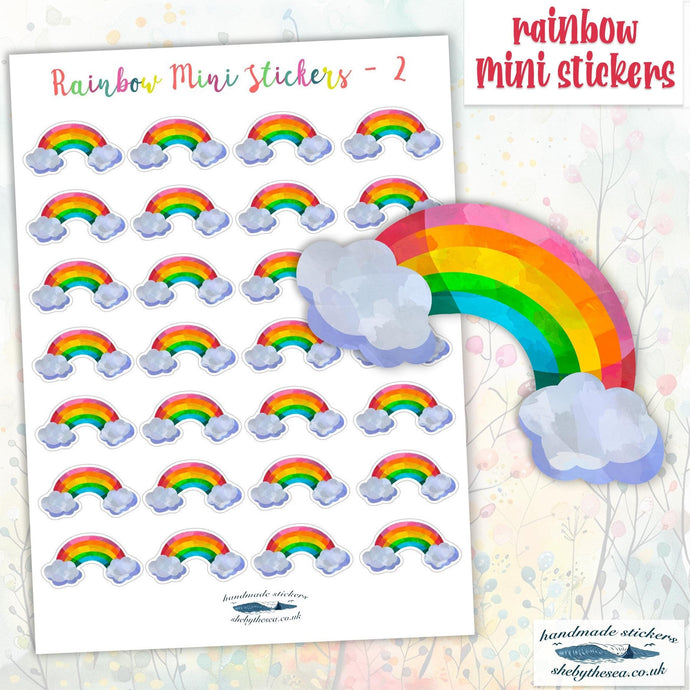 Mini Stickers of Rainbows Drawn with Markers, Colourful Planner Deco, Handmade Gift 4 Kids, Perfect for Scrapbooking Summer Journal, UK made