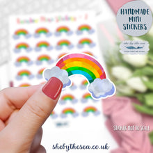 Load image into Gallery viewer, Mini Stickers of Rainbows Drawn with Markers, Colourful Planner Deco, Handmade Gift 4 Kids, Perfect for Scrapbooking Summer Journal, UK made
