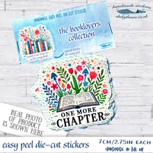 Load image into Gallery viewer, Large Die-Cut Book Lovers Stickers. Special EASY PEEL design HANDMADE in the uk, 7cm 2.75 in. 18 designs and quotes. Buy 1 to 18
