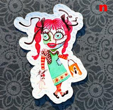 Load image into Gallery viewer, Handmade Easy Peel Die-Cut Stickers, Trick or Treat Children, 7cm-2.7" Halloween stickers for kids. UK Crafted (15 Designs)
