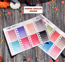 Load image into Gallery viewer, Pumpkin Checklists for Halloween - Ombre stickers in Autumn colours. Handmade in UK
