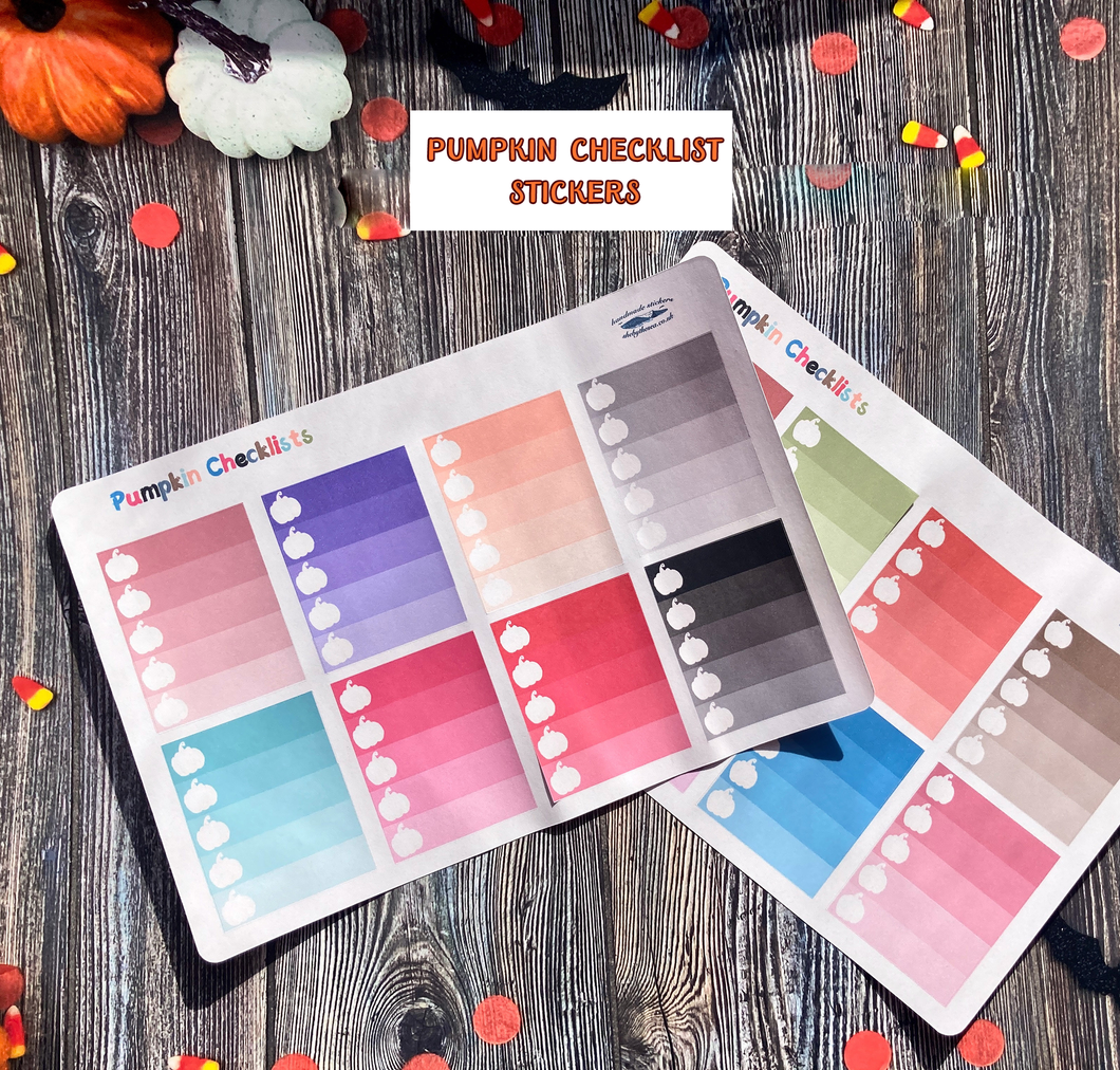 Pumpkin Checklists for Halloween - Ombre stickers in Autumn colours. Handmade in UK