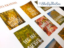 Load image into Gallery viewer, Gratitude Stickers from Autumn Photos - Fall scenes with words of gratitude, journalling deco made in the UK
