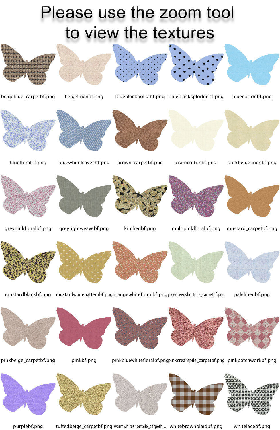 Butterfly Clipart - 30 high resolution fabric textured Butterflies to download instantly and licenced for commercial use