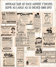 Load image into Gallery viewer, Apothecary Vintage British Advertsfor commercial use. Large medical treatment advertisements from 1926.
