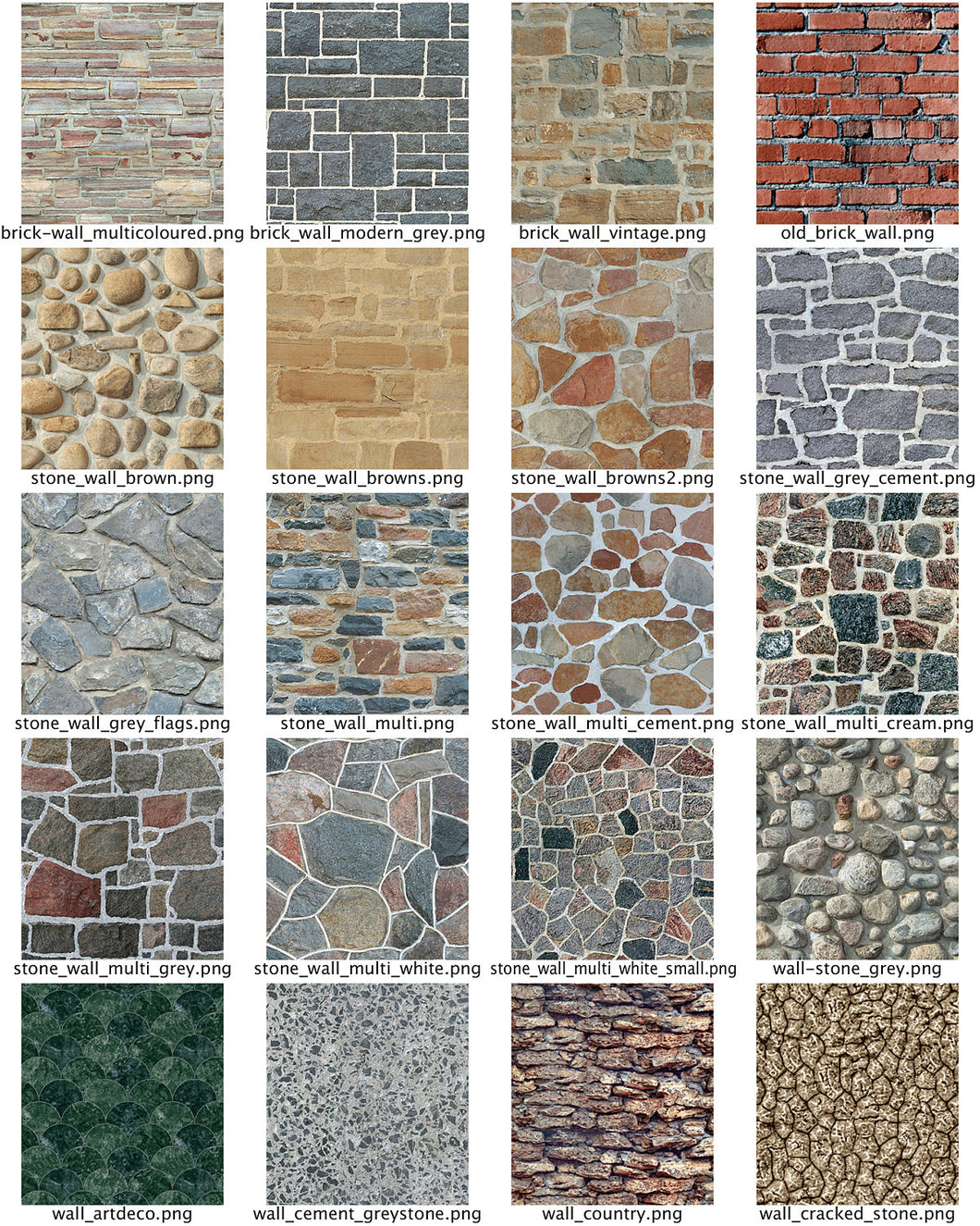 Full Photo Stone and Brick Backgrounds - 20 commercial use large PNG files. Great for flooring use in model making.