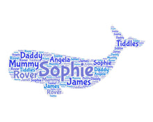 Load image into Gallery viewer, Custom Nursery Art, Whale personalised, printable nursery wall art whale word art pinks &amp; blues, nursery decor whale print, digital download

