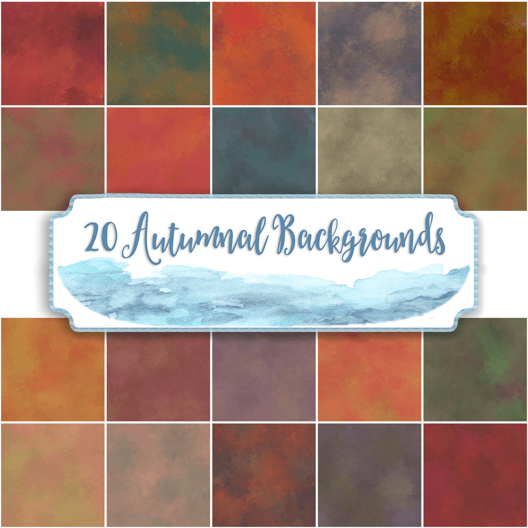Autumn Fall watercolour backgrounds for commercial use. 20 large sheets for instant download