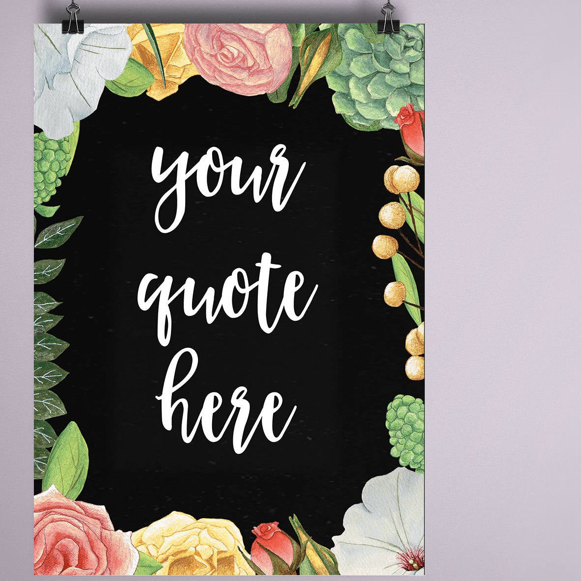 Custom Floral Chalkboard Print, Custom Quote Printable, Custom Blackboard Bar Sign, Instant Poster, custom handwriting Custom typography