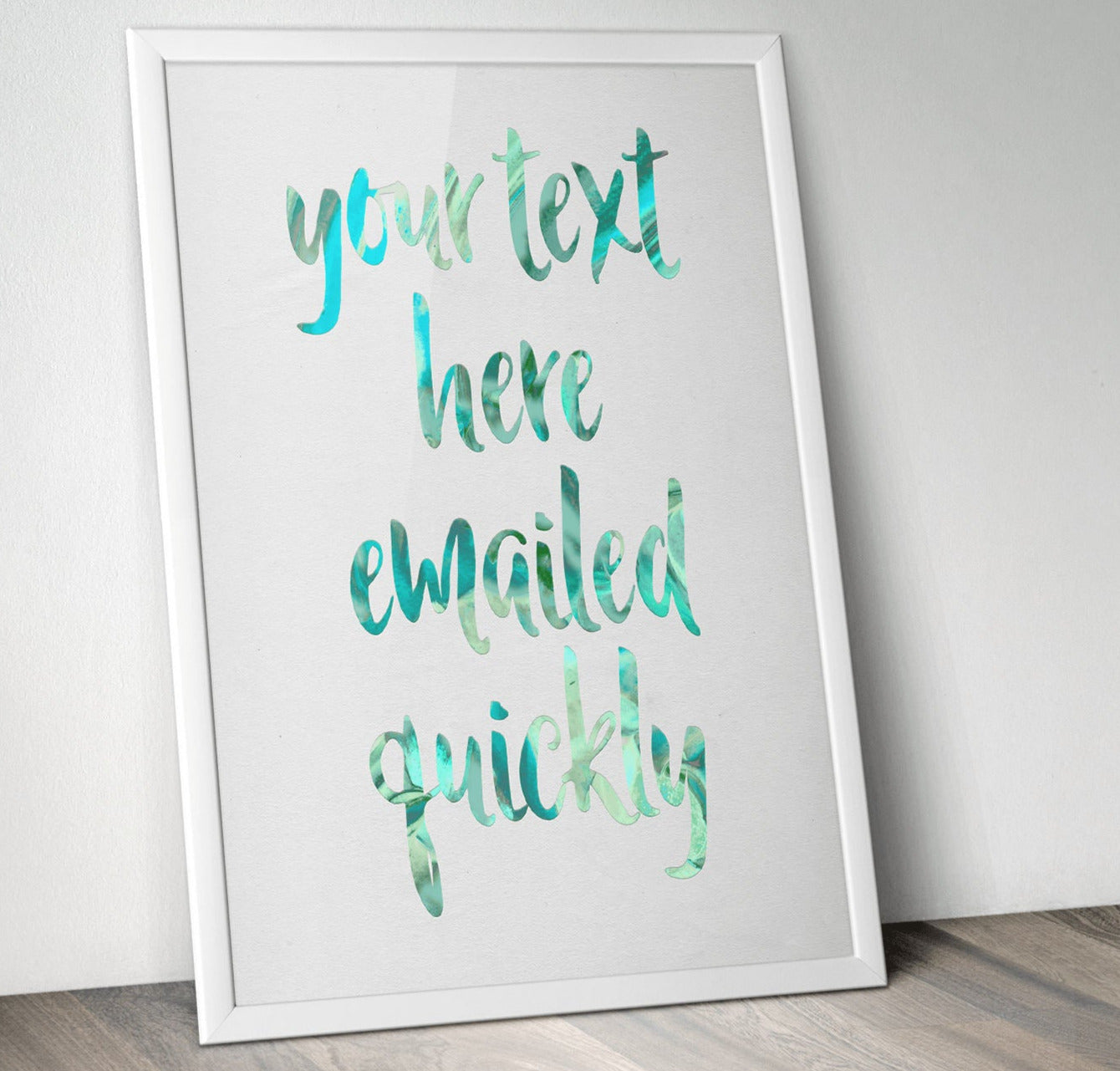 Personalised PRINTABLE Watercolour Word Art. Jade green & leaf green digital, customised with words of your choice.