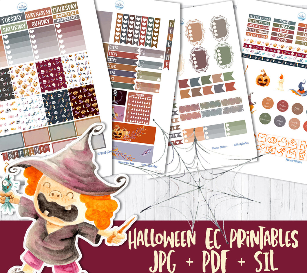 Halloween Printable Planner Kit to fir Erin Condren boxes. Instant download to Print n Cut