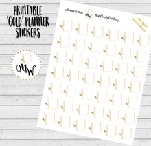 Load image into Gallery viewer, Gold Planner Stickers,  PRINTABLE Planning Stickers, Mini Gold Erin Condren, Stickers of Mini Planner, Gold Spiral Planner, Free Cut File
