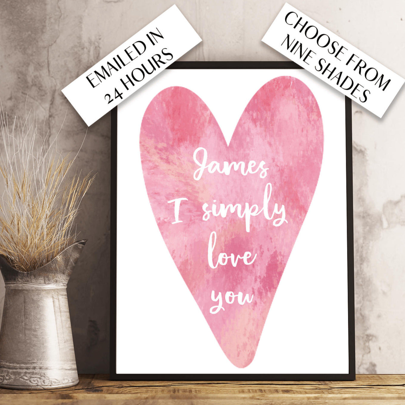 Watercolour Heart Custom Watercolour Print. Personalised for you and emailed within 48 hours.