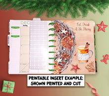 Load image into Gallery viewer, Christmas Dashboard to fit Erin Condren Planners - A Holiday printable download featuring the text &#39;Eat, Drink and Be Merry&quot;
