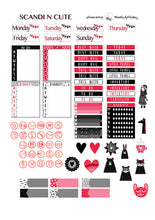 Load image into Gallery viewer, A cute printable vertical planner kit in Red and Black - Instant download with free cut files
