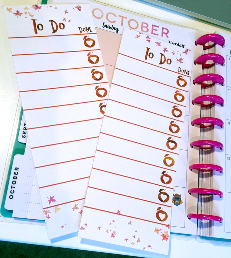 Printable Planner Insert for the Happy Planner - An autumnal To Do List with A fall apple checklist. .