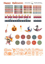 Load image into Gallery viewer, EC Halloween Planner Sticker Kit, ECLP Weekly Stickers, Erin Condren vertical, PRINTABLE Planner Stickers, Life Planner, Fall Kit, Cut File
