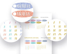 Load image into Gallery viewer, Printable Day Covers and Date Dots with a gorgeous faux glitter effect - Download and print now
