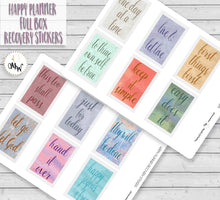 Load image into Gallery viewer, Recovery AA Slogan Stickers - Happy Planner full boxes sized. Handmade in the UK.
