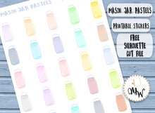 Load image into Gallery viewer, Mason Jar Stickers | Pastel Planner Stickers | Mason Jars PRINTABLE Stickers | Mason Jar Die-Cuts | Planner Deco Stickers | ECLP Mambi HP
