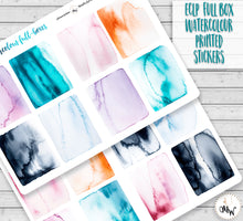 Load image into Gallery viewer, Watercolour Planner Stickers - Gorgeous full box stickers made from hand-painted watercolour splashes. Handmade in UK
