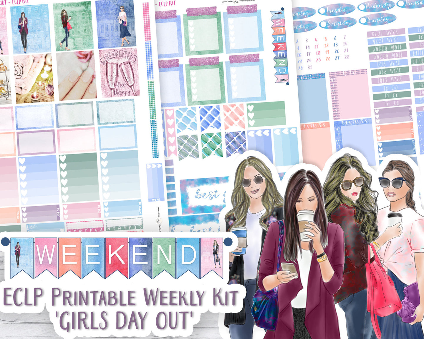 Fashion Girls PRINTABLE Sticker Kit designed to fit ECLP. Suitable for Silhouette Cameo etc