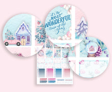 Load image into Gallery viewer, Pink Christmas Sticker Kit for Vertical Planner - Original handmade stickers in pink and baby blue. From the UK
