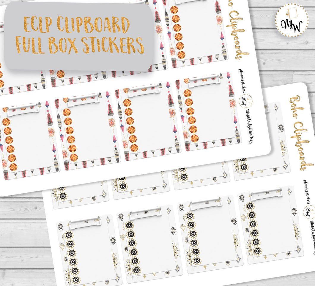 ECLP Boho Full Boxes | Kiss-Cut Planner Stickers | Erin Condren Planner Full Boxes | Boho Deco for Planners | ECLP Clipboard Stickers