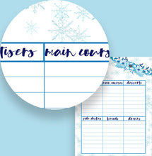 Load image into Gallery viewer, Christmas Organiser Lists Stationery Set with blue florals - For planner or file, ready to download now
