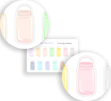 Load image into Gallery viewer, Mini Mason Jars Stickers | Pastel Mason Jars Sticker Sheet | Bullet journal deco sheet stickers | Handmade Scrapbooking Stickers UK
