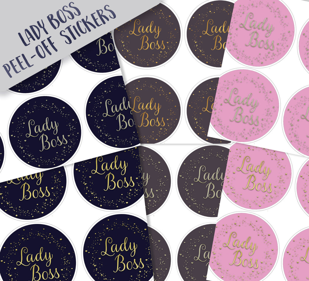 LADY BOSS Stickers | Girl Boss Labels | Branding Stickers Labels | Pink & Gold Silver Stickers | Female Business Stickers |   Packing Labels