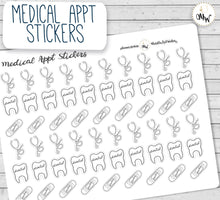 Load image into Gallery viewer, Medical Appointment Stickers | Doctor Dentist Hospital Stickers | Functional Planner Stickers | Reminder Medical Tooth Kiss-Cut Stickers
