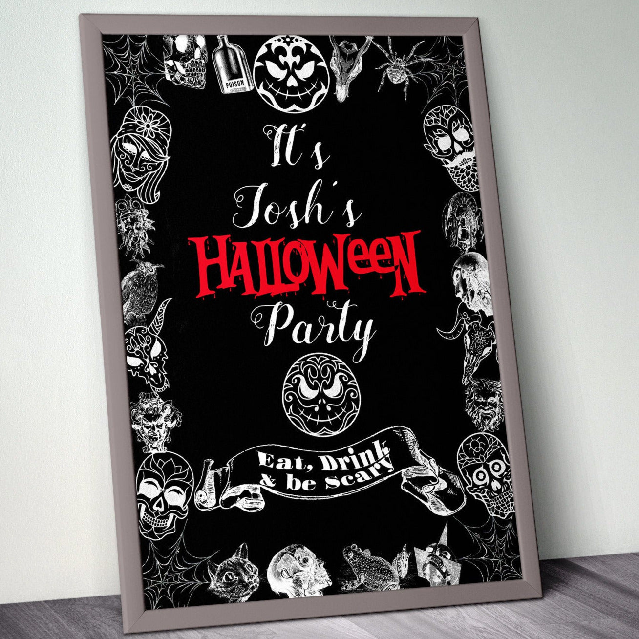 Custom Halloween Chalkboard Effect Poster with size choices - Edited and emailed within 48 hours