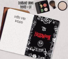 Load image into Gallery viewer, Halloween PRINTABLE Planner Dashboards to fit A6 and B6 travellers notebooks
