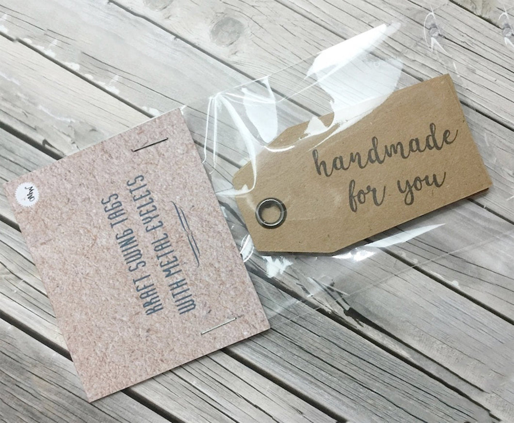 Kraft 'HANDMADE FOR YOU' Double Sided Swing Tags with Metal Eyelet.