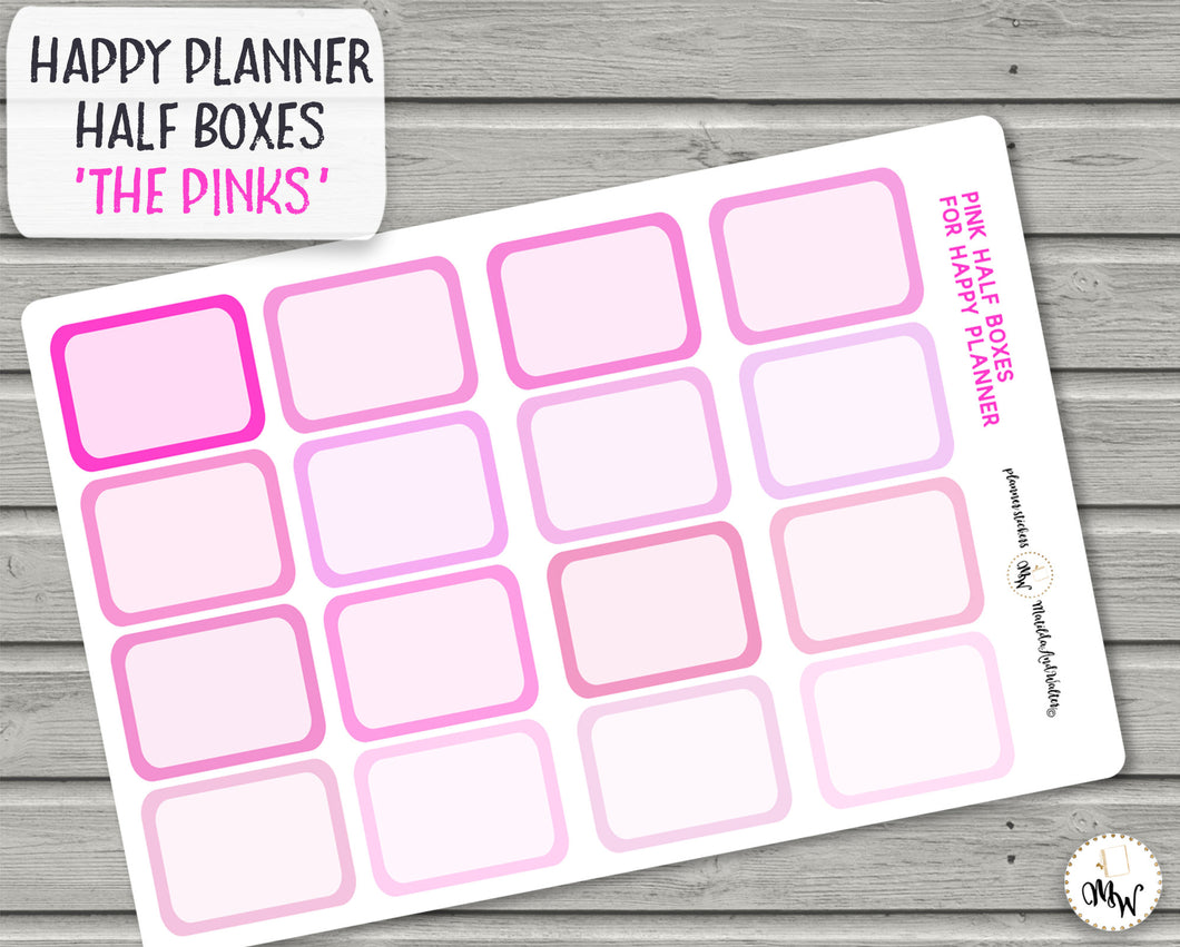 Half Box Happy Planner Stickers -   Gorgeous shades of pink functional stickers for colour coded planning. Handmade in the UK
