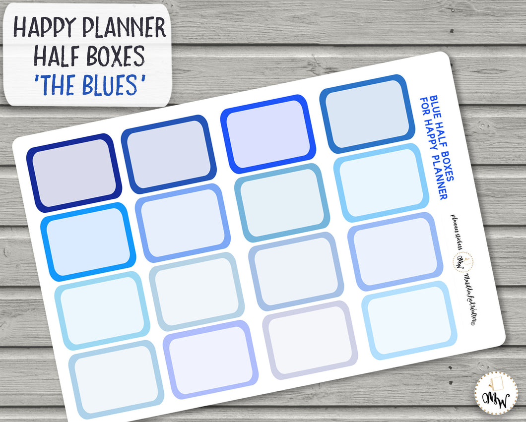 Blue Shades Half Box Planner Stickers. Functional stickers to fit the Happy Planner Classic