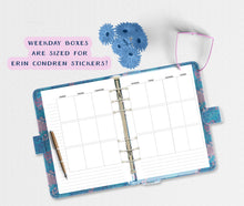 Load image into Gallery viewer, A5 Week to View Printable Insert, with Erin Condren Lifeplanner sized boxes.
