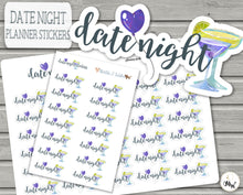 Load image into Gallery viewer, Date Night Planner Stickers Script Deco BUJO Stickers.
