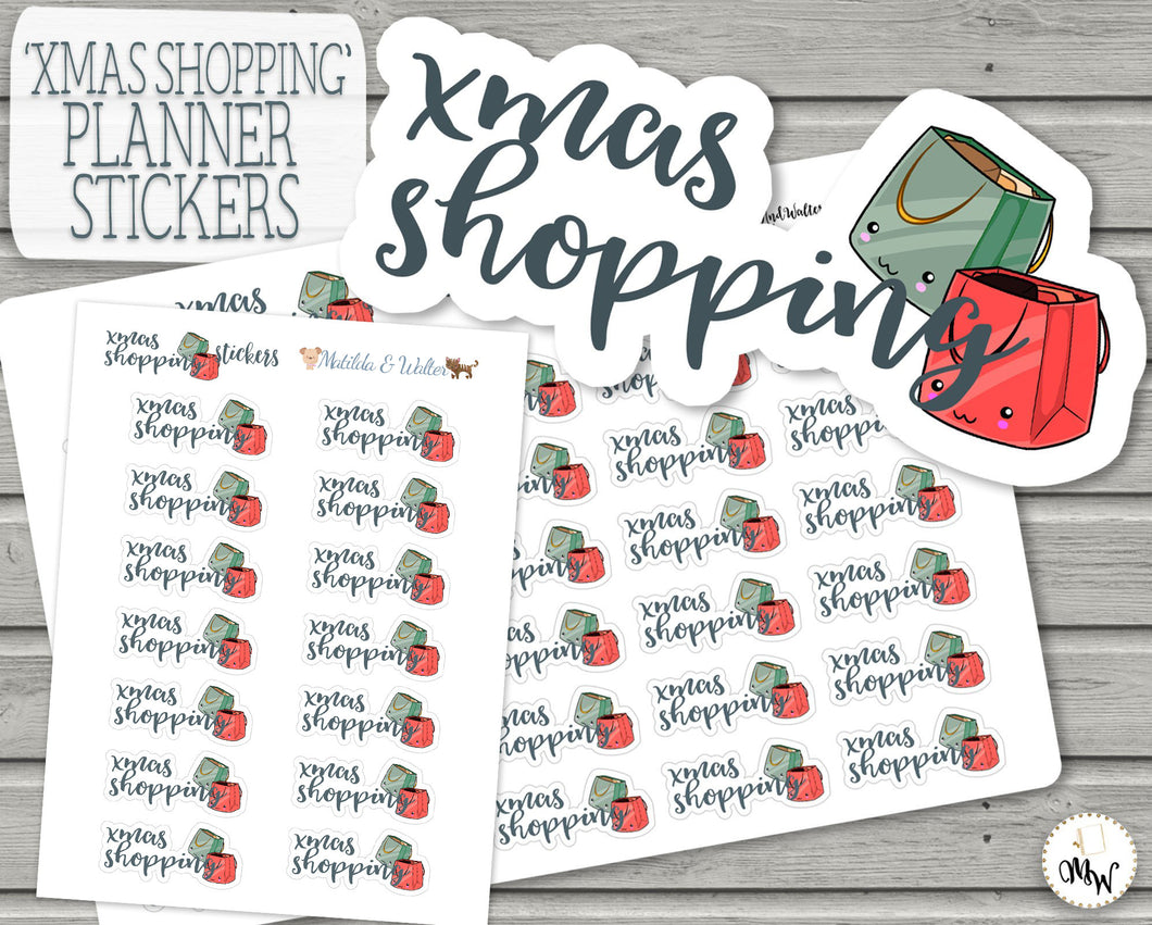Christmas Shopping Planner Stickers | Kawaii Functional | BUJO Stickers | Kawaii Gift Shopping Script Stickers | Hobonichi Weeks Stickers