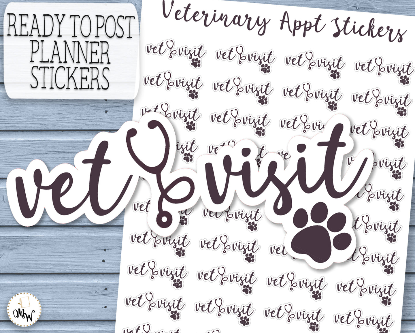 Veterinary Reminder Stickers, Vet appointment stickers handmade in the UK.
