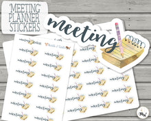 Load image into Gallery viewer, Meeting Reminder Mini Stickers - cute illustrated stickers with cusrsive text. Handmade in the UK.

