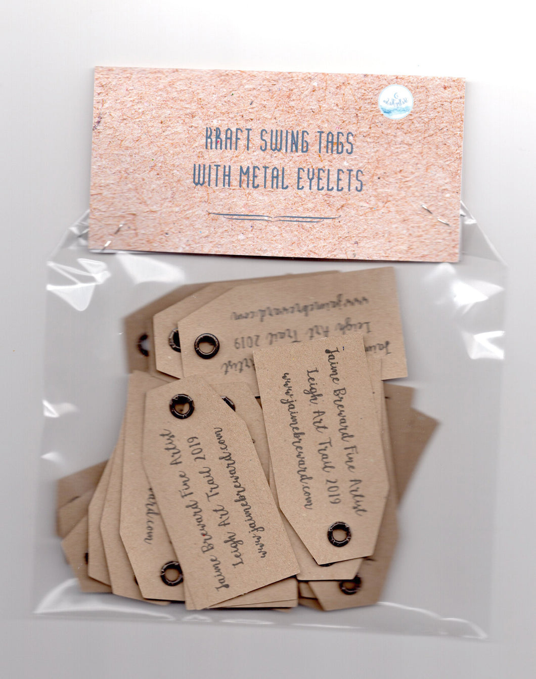 Custom Kraft Swing Tags. Double sided gift/product swing tags with or without metal eyelets.