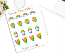 Load image into Gallery viewer, Rainbow Mini Stickers | Gorgeous mini stickers of Rainbows, Hearts, Balloons &amp; Cupcakes - NEW sheets of simply rainbows
